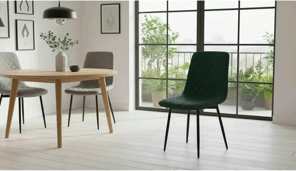 Scaun DAMIA TIP 2, verde smarald/negru, stofa catifelata/metal, 45x58x