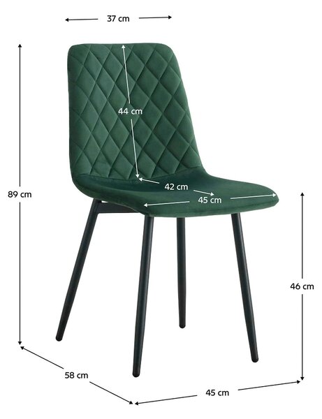 Scaun DAMIA TIP 2, verde smarald/negru, stofa catifelata/metal, 45x58x