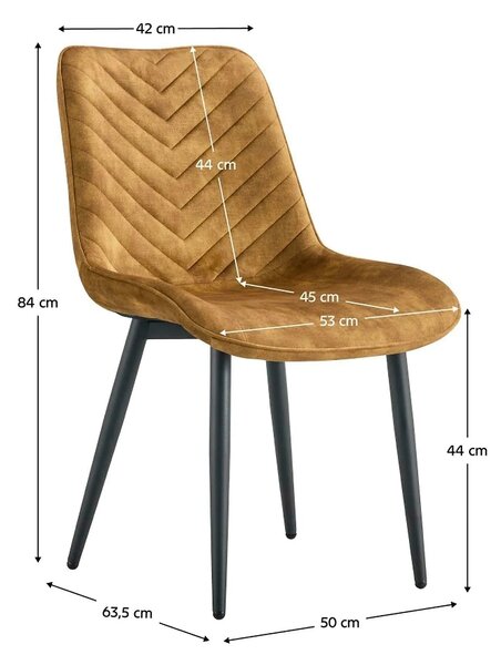 Scaun ZAINA TIP 2, maro-auriu/negru, stofa catifelata/metal, 50x64x84