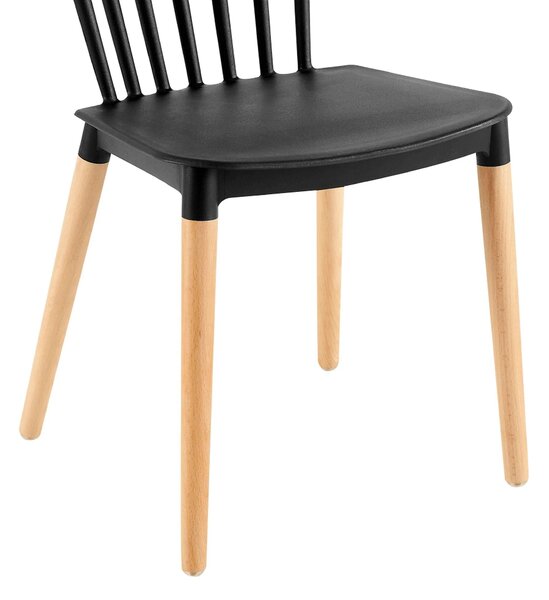 Scaun ZOSIMA, negru/fag, plastic/lemn, 54x44x83 cm