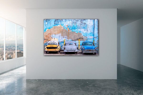 Impresi Tablou Old blue cars - 60 x 40 cm