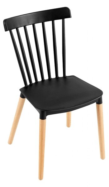 Scaun ZOSIMA, negru/fag, plastic/lemn, 54x44x83 cm