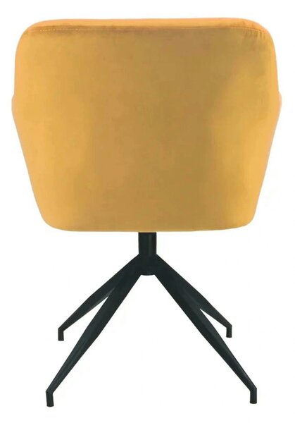 Scaun VELEZA NEW, galben mustar/negru, stofa catifelata/metal, 66x66x8
