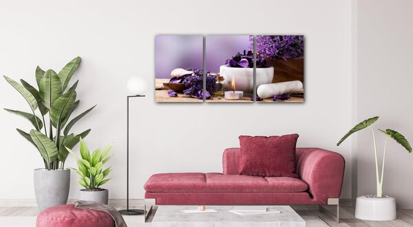 Impresi Tablou Lavender still life - 150 x 70 cm (3-piese)