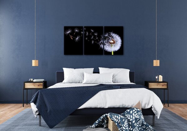 Impresi Tablou Dandelion black and green - 120 x 60 cm (3-piese)