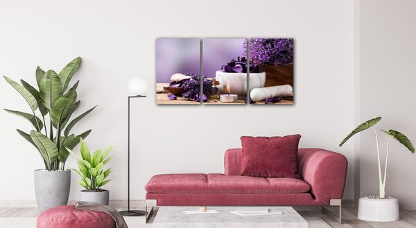 Impresi Tablou Lavender still life - 120 x 60 cm (3-piese)