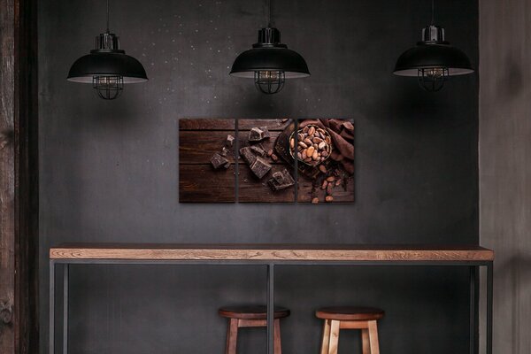 Impresi Tablou Chocolate on wood - 120 x 60 cm (3-piese)