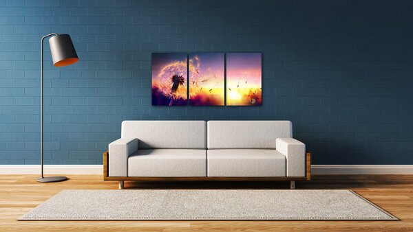 Impresi Tablou Dandelion and sunset - 120 x 60 cm (3-piese)