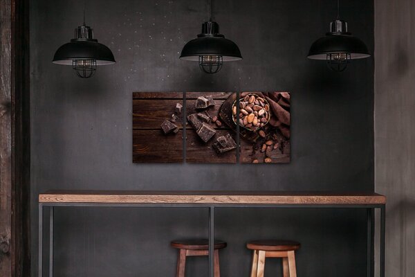 Impresi Tablou Chocolate on wood - 150 x 70 cm (3-piese)