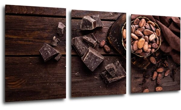 Impresi Tablou Chocolate on wood - 150 x 70 cm (3-piese)