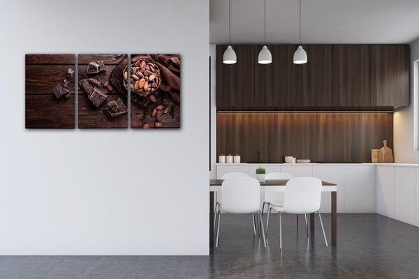 Impresi Tablou Chocolate on wood - 120 x 60 cm (3-piese)