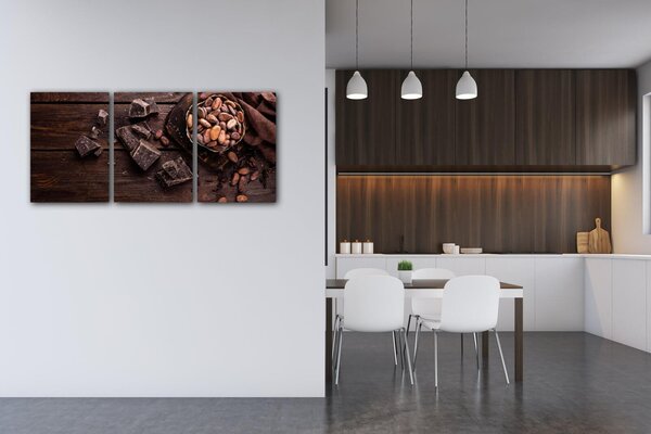 Impresi Tablou Chocolate on wood - 150 x 70 cm (3-piese)