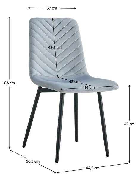 Scaun RAMITA TIP 2, gri deschis/negru, stofa catifelata/metal, 45x57x8