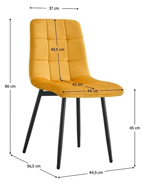 Scaun RAMITA TIP 3, galben/negru, stofa catifelata/metal, 45x57x86 cm