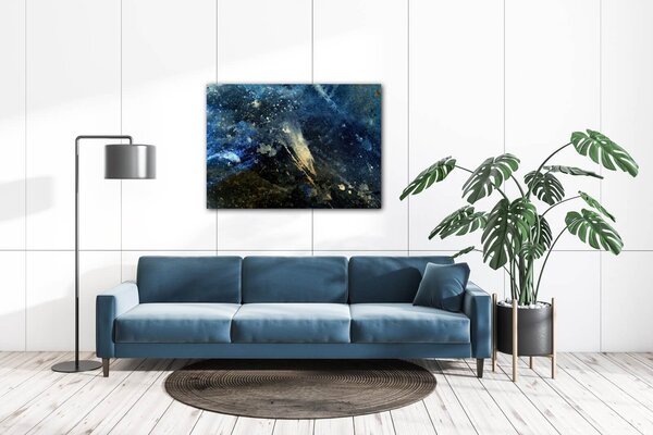 Impresi Tablou Dark blue gold abstrakt - 70 x 50 cm