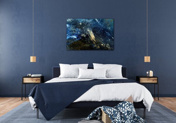 Impresi Tablou Dark blue gold abstrakt - 60 x 40 cm