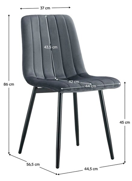 Scaun RAMITA TIP 1, gri inchis/negru, stofa catifelata/metal, 45x57x86