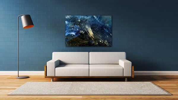 Impresi Tablou Dark blue gold abstrakt - 60 x 40 cm