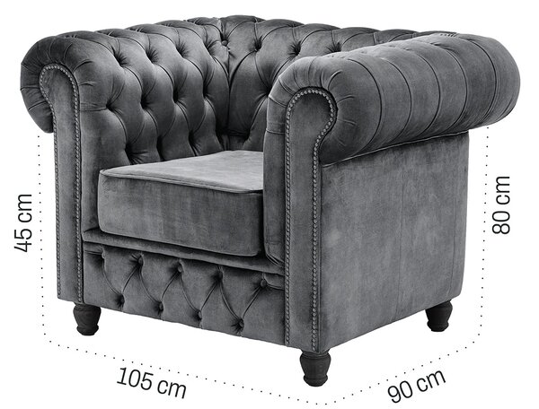 Fotoliu din catifea Chesterfield Fleming Truffle T13