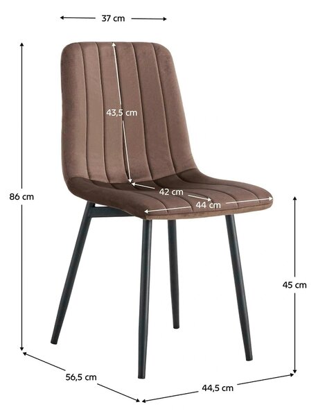 Scaun RAMITA TIP 1, maro/negru, stofa catifelata/metal, 45x57x86 cm