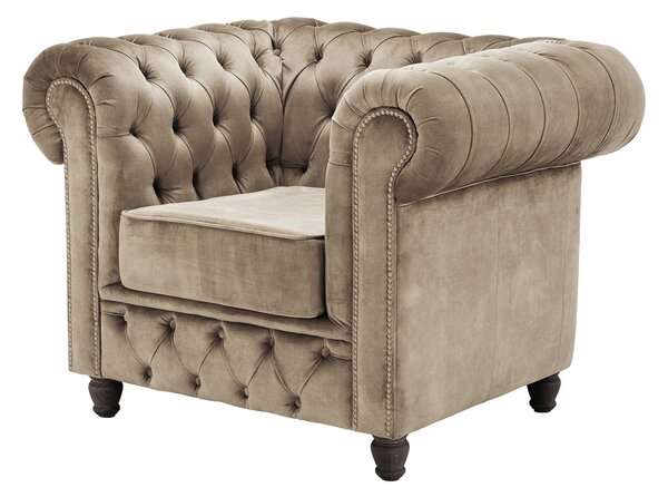 Fotoliu din catifea Chesterfield Fleming Truffle T13
