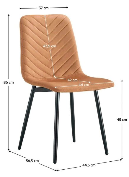 Scaun RAMITA TIP 2, caramiziu deschis/negru, stofa catifelata/metal, 4