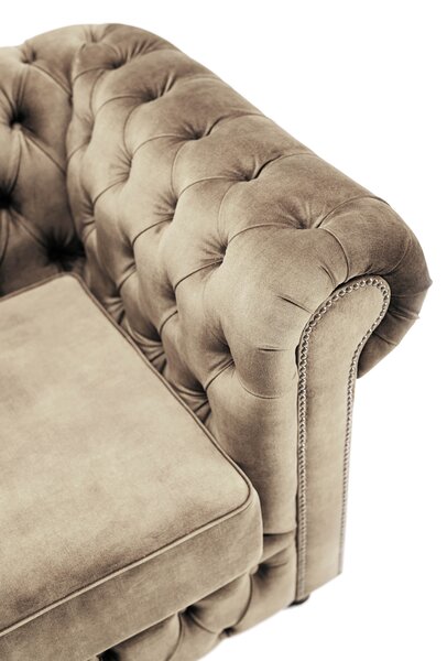 Fotoliu din catifea Chesterfield Fleming Truffle T13