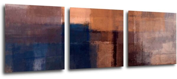 Impresi Tablou Orange blue beige abstrakt - 90 x 30 cm (3-piese)