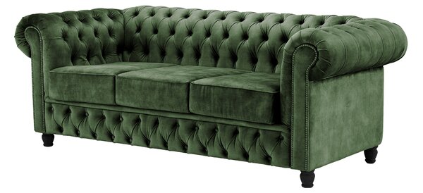 Canapea Chesterfield Fleming 205 cm din catifea Truffle T13