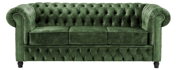 Canapea Chesterfield Fleming 205 cm din catifea Truffle T13