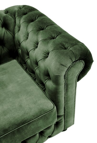 Canapea Chesterfield Fleming 205 cm din catifea Truffle T13