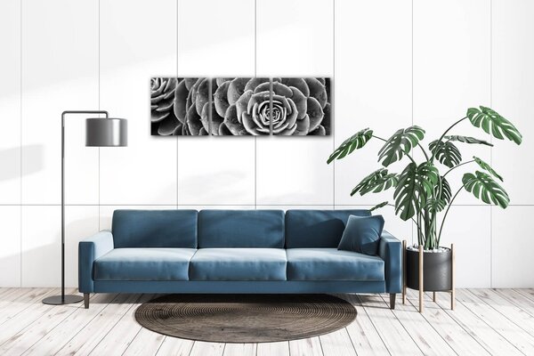 Impresi Tablou Black and white blossom - 90 x 30 cm (3-piese)