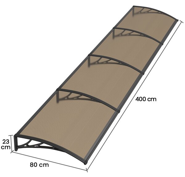 Copertina PREMIUM 400x80 cm, Policarbonat 6 mm, Suporturi din ABS, Negru/Bronz