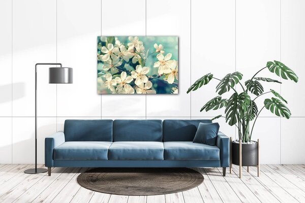 Impresi Tablou Blue background cherry blossom - 70 x 50 cm