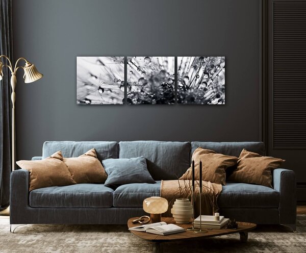 Impresi Tablou Flower with little drops of water - 90 x 30 cm (3-piese)