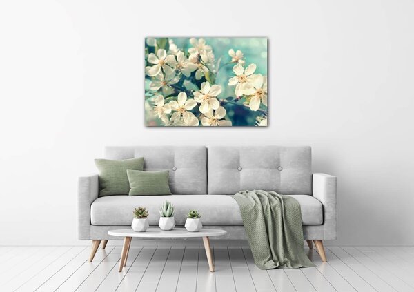 Impresi Tablou Blue background cherry blossom - 60 x 40 cm