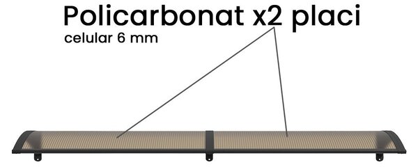 Copertina PREMIUM 150x150 cm, Policarbonat 6 mm, Suporturi din ABS, Negru/Bronz