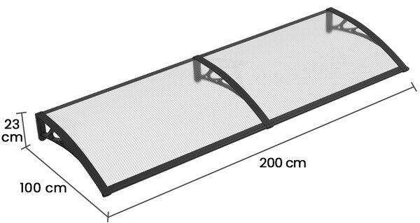 Copertina PREMIUM 200x100 cm, Policarbonat 6 mm, Suporturi din ABS, Negru/Transparent