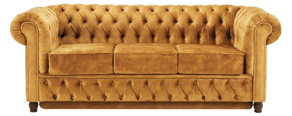 Canapea extensibilă din catifea Chesterfield Fleming 210 cm Truffle T13