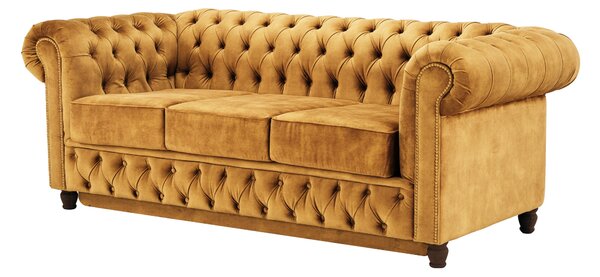 Canapea extensibilă din catifea Chesterfield Fleming 210 cm Truffle T13