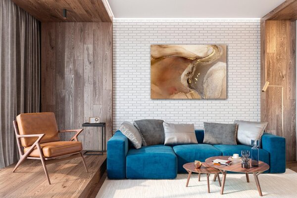 Impresi Tablou Golden Beige Fluid - 70 x 50 cm