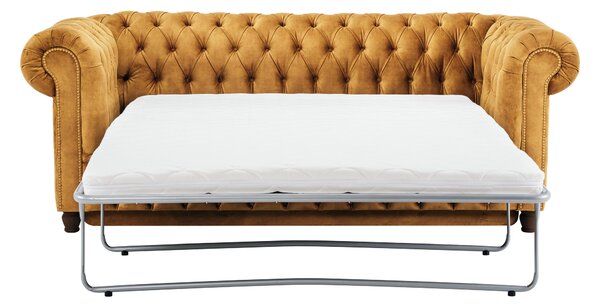 Canapea extensibilă din catifea Chesterfield Fleming 210 cm Truffle T13