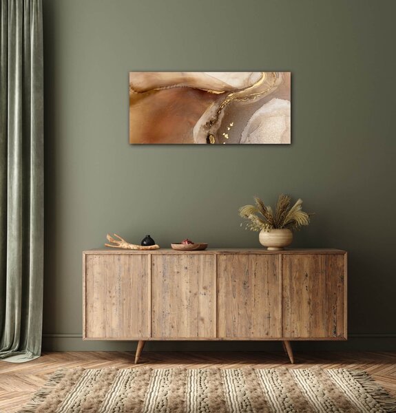 Impresi Tablou Golden Beige Fluid - 90 x 40 cm