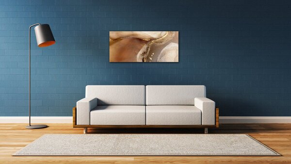 Impresi Tablou Golden Beige Fluid - 90 x 40 cm