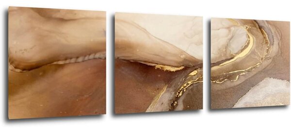Impresi Tablou Golden Beige Fluid - 90 x 30 cm (3-piese)