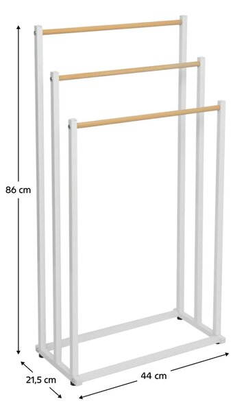 Stander prosoape POLDO, alb, metal, 44x22x86 cm