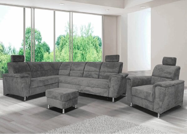 Taburet SANTIAGO, stofa catifelata gri - Matrix 17, 58x58x41 cm