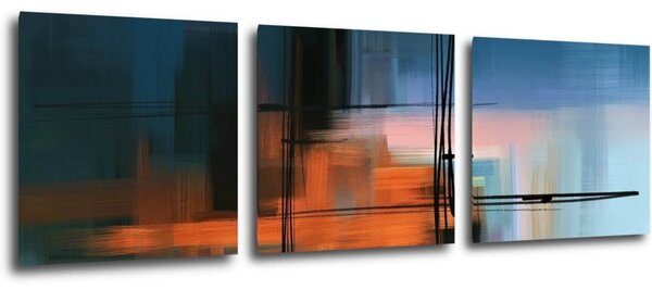 Impresi Tablou Abstract design blue - 90 x 30 cm (3-piese)