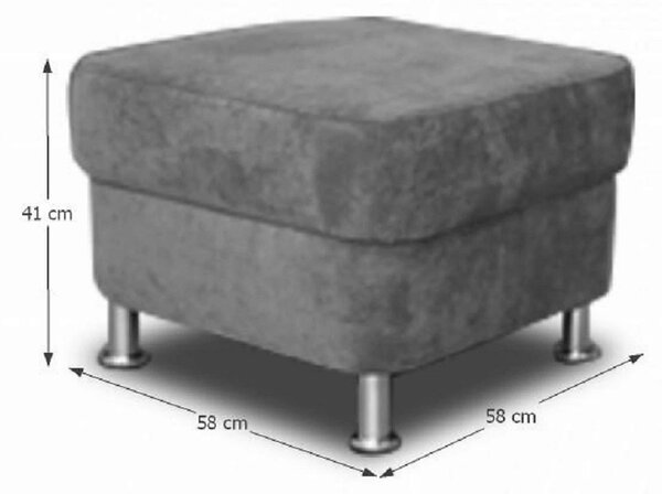 Taburet SANTIAGO, stofa catifelata gri - Matrix 17, 58x58x41 cm