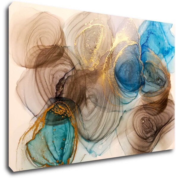 Impresi Tablou Abstract blue and gold - 60 x 40 cm